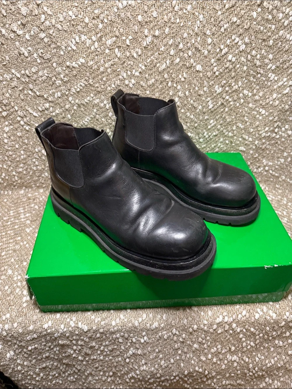 Bottega Veneta Black Leather Lug Boots